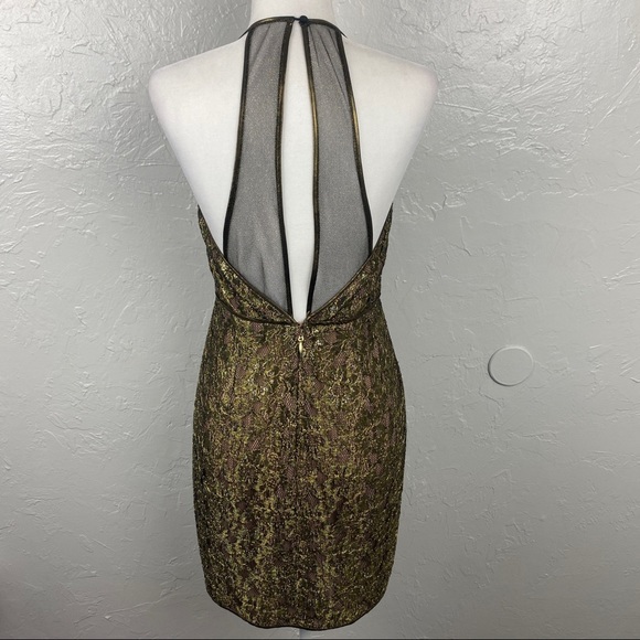 BCBG MaxAzria gold metallic lace "Tenya"
cocktail mini dress size 6 - Picture 5 of 12